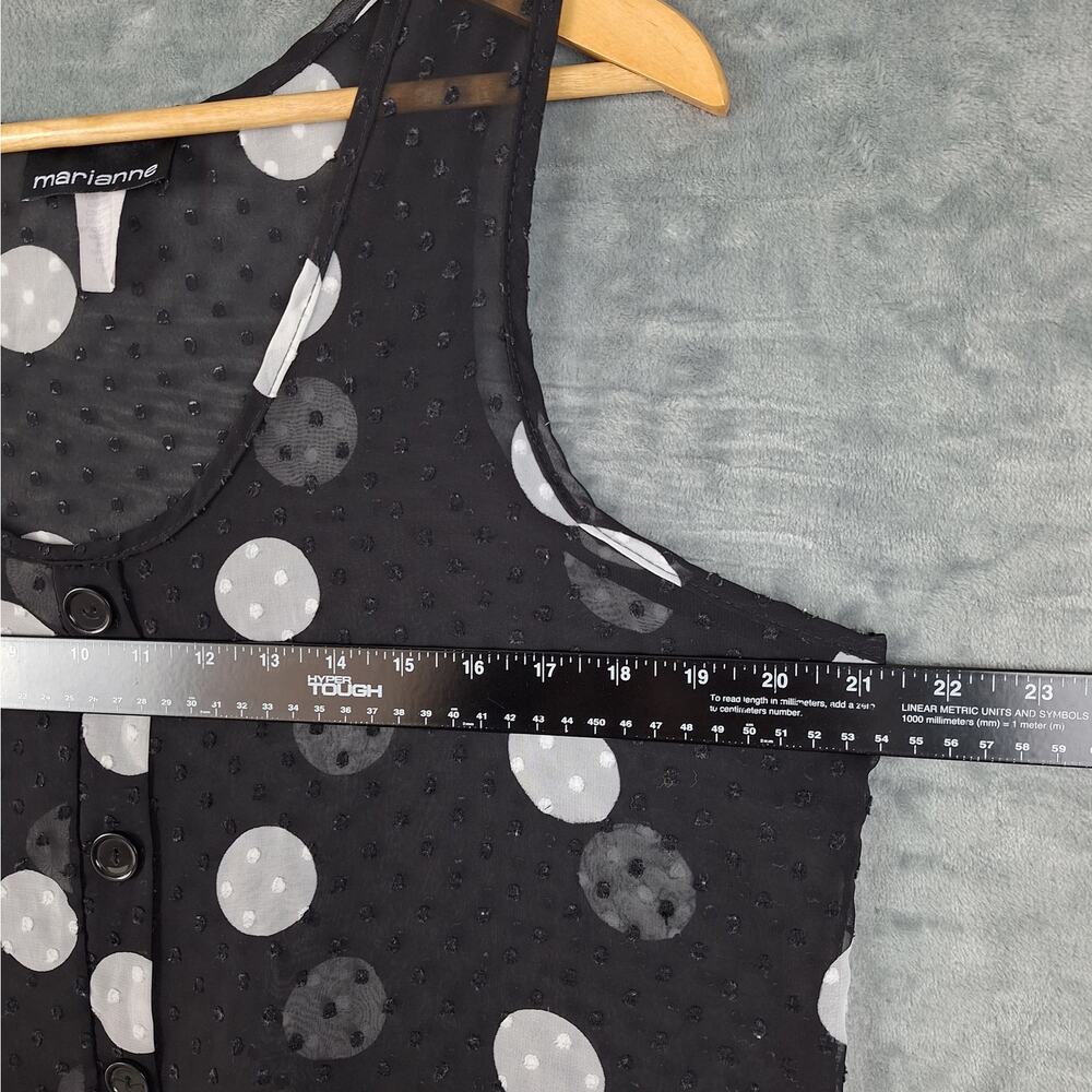 Womens Top Large‎ Black Sheer Polka Dot Fairy Grunge Whimsygoth Feminine Dainty - Picture 3 of 6